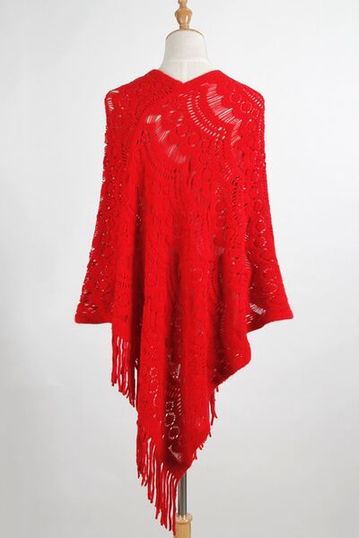 One Size Fringe Cape Sleeve Poncho