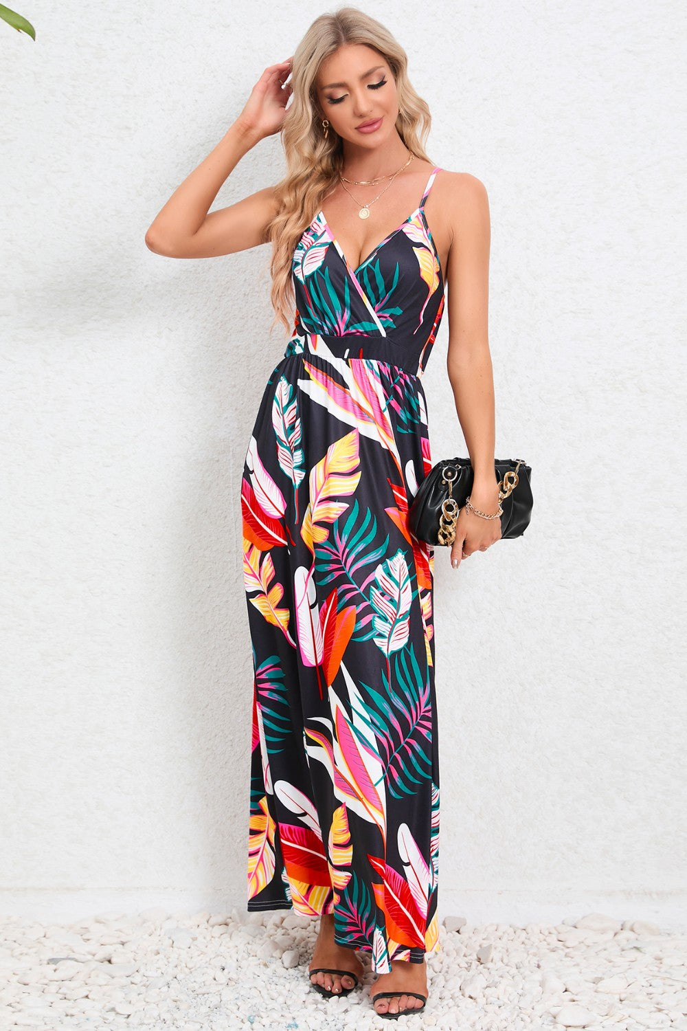 Regular & Plus Size Printed Surplice Maxi Dress