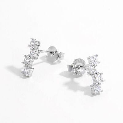 Sterling Silver Inlaid Zircon Stud Earrings