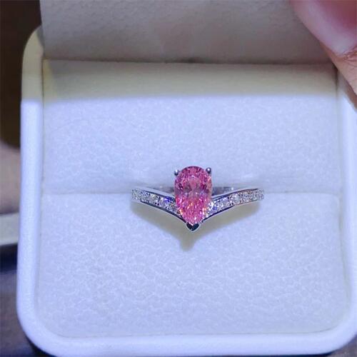 1 Carat Moissanite Pink Bliss Sterling Silver Ring