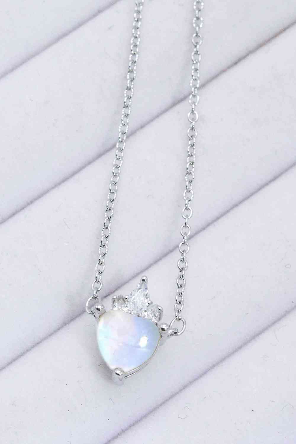 Moonstone Heart Pendant Necklace