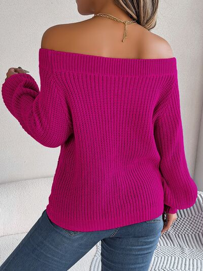 Off-Shoulder Long Sleeve Sweater