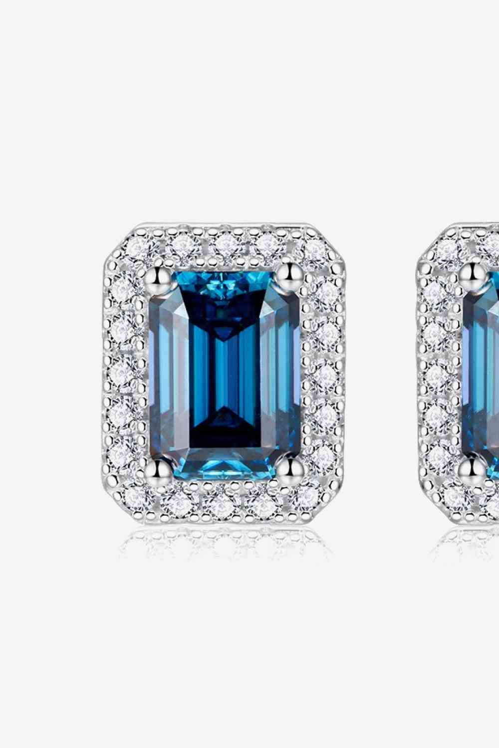 Stunning 2 Carat Moissanite Stud Earrings in Indigo