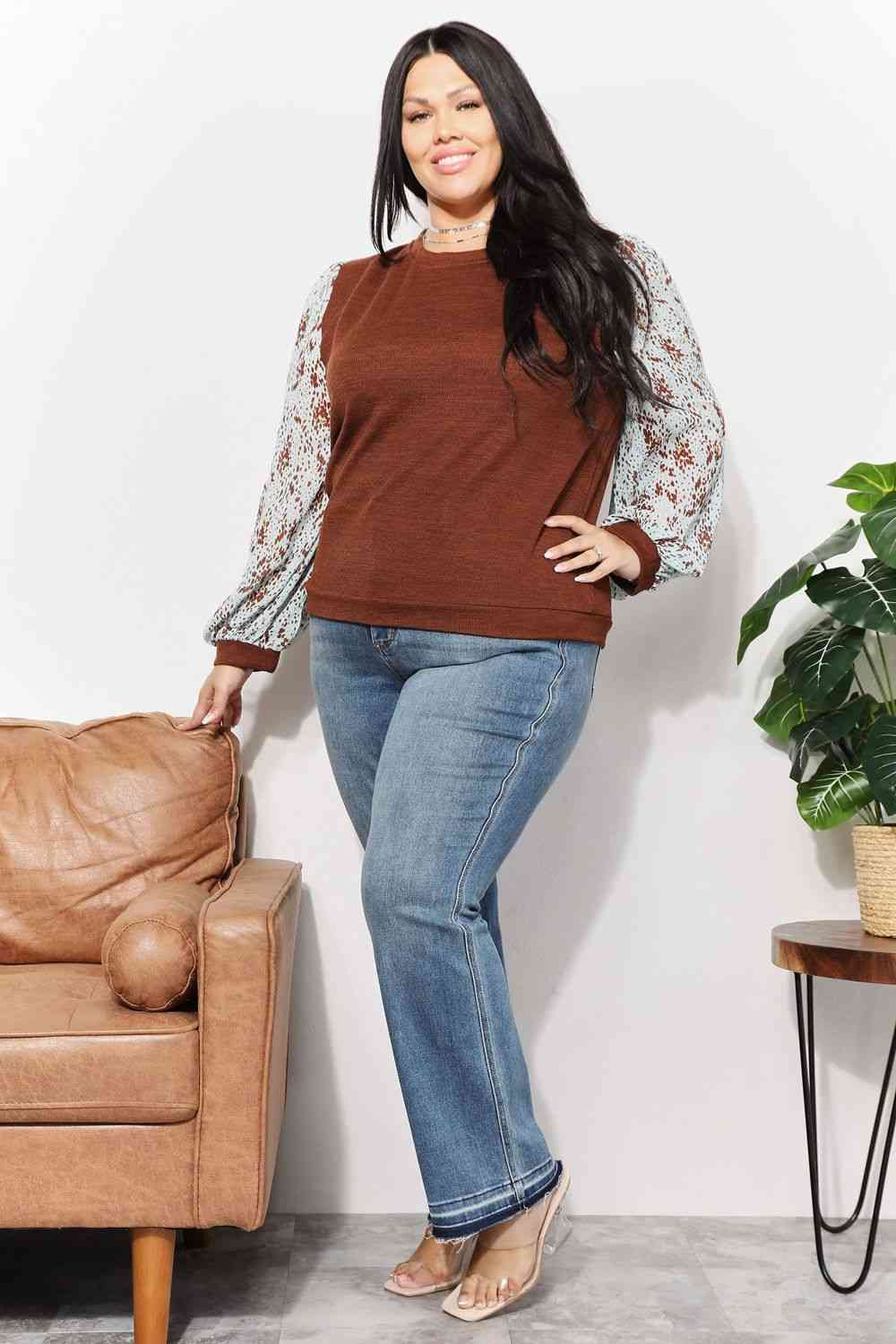 Regular and Curvy Size Stylish Foil Printed Sleeve Top