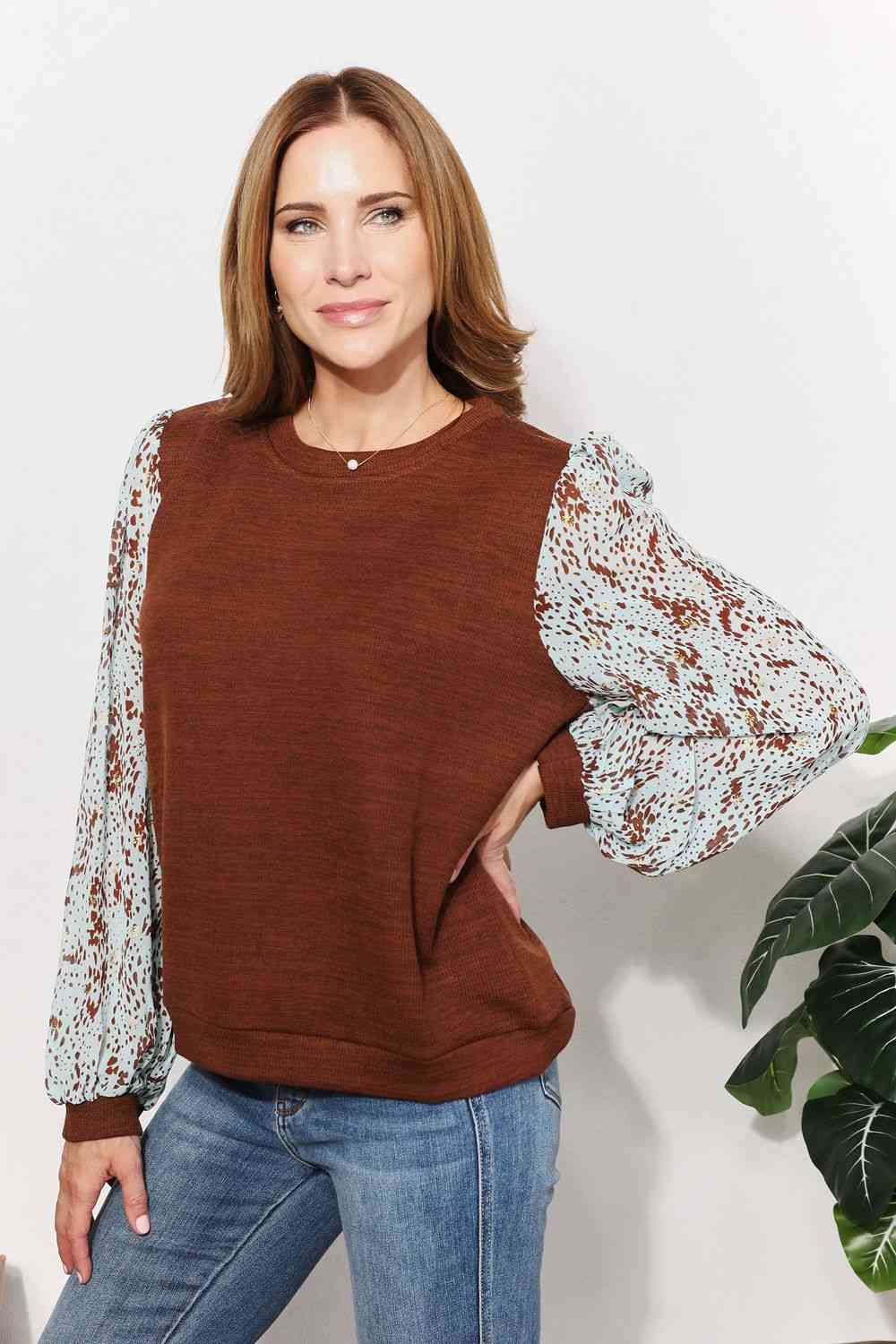 Regular and Curvy Size Stylish Foil Printed Sleeve Top