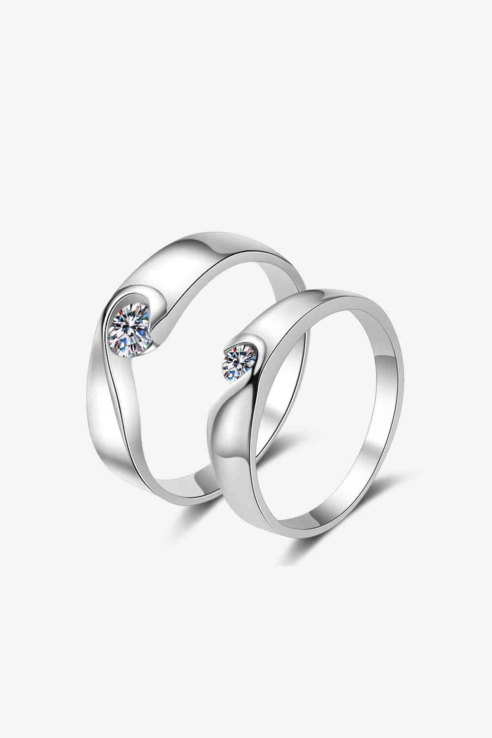 His and Hers Moissanite Rhodium-Plated Ring