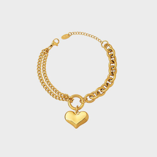 Chunky Chain Heart Pendant Bracelet