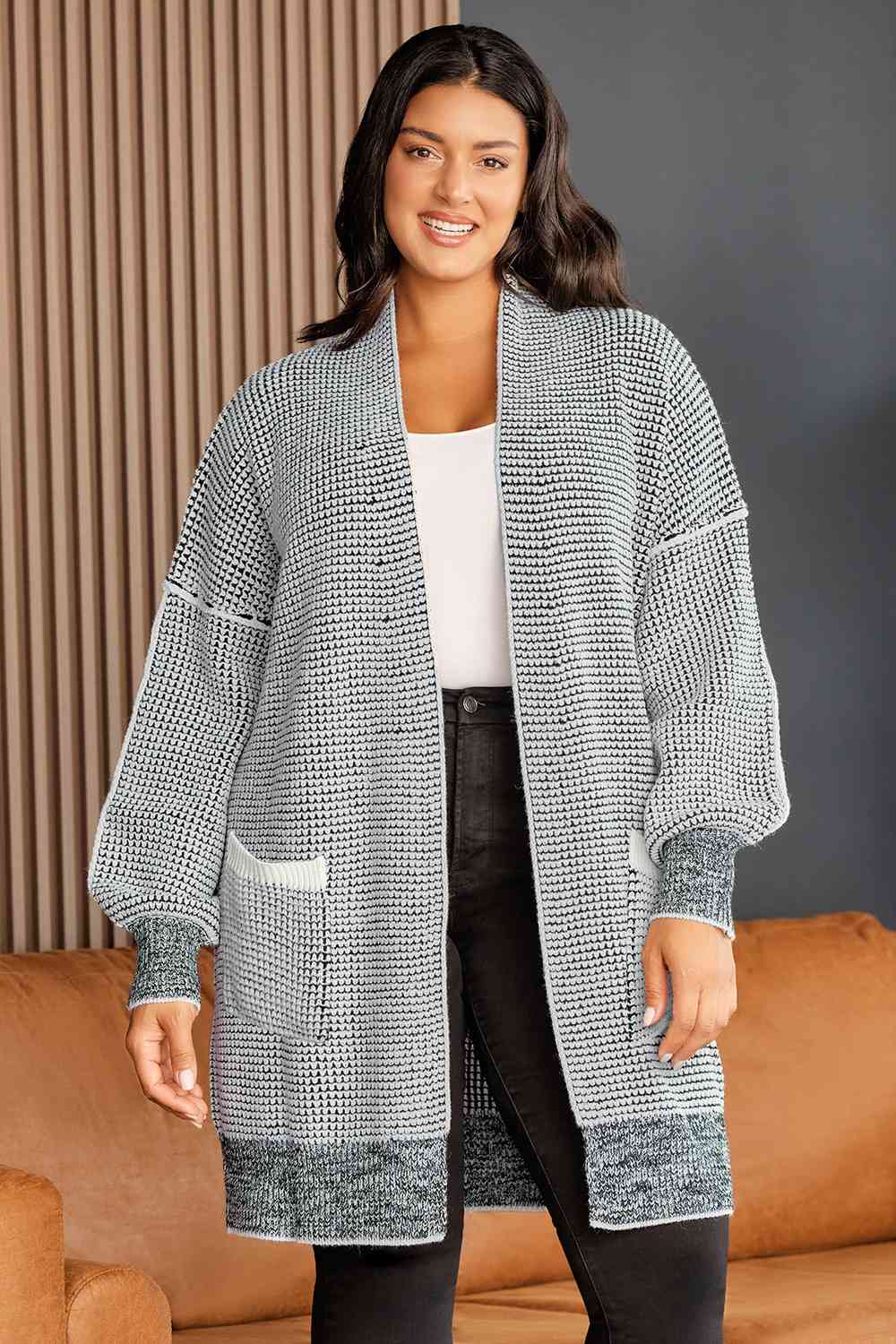 Pocketed Open Front Longline Cardigan