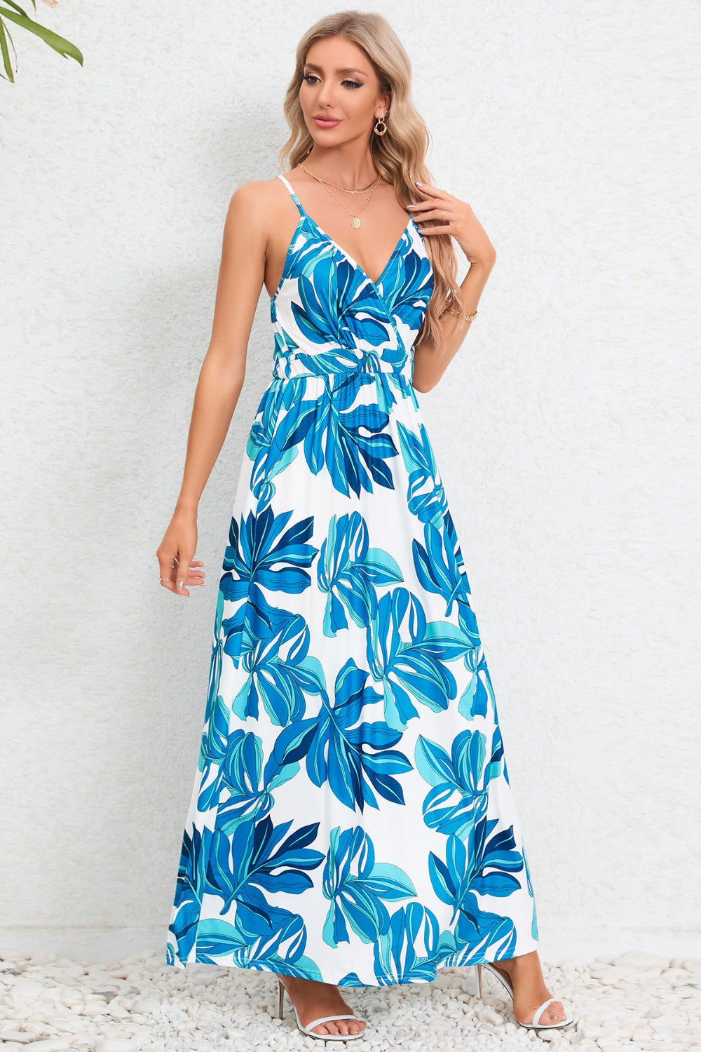 Regular & Plus Size Printed Surplice Maxi Dress