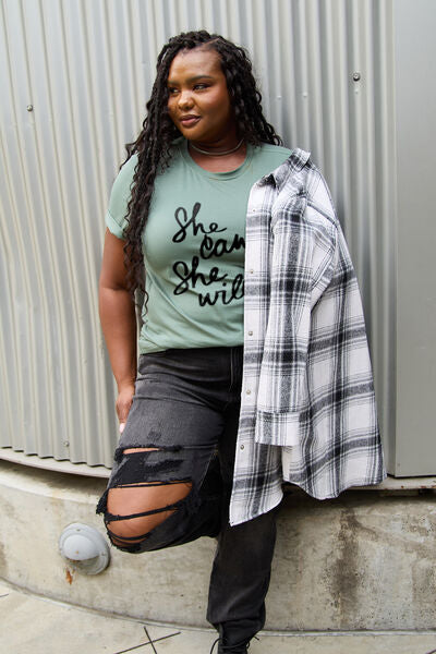 Regular & Plus Size SHE CAN SHE WILL T-Shirt