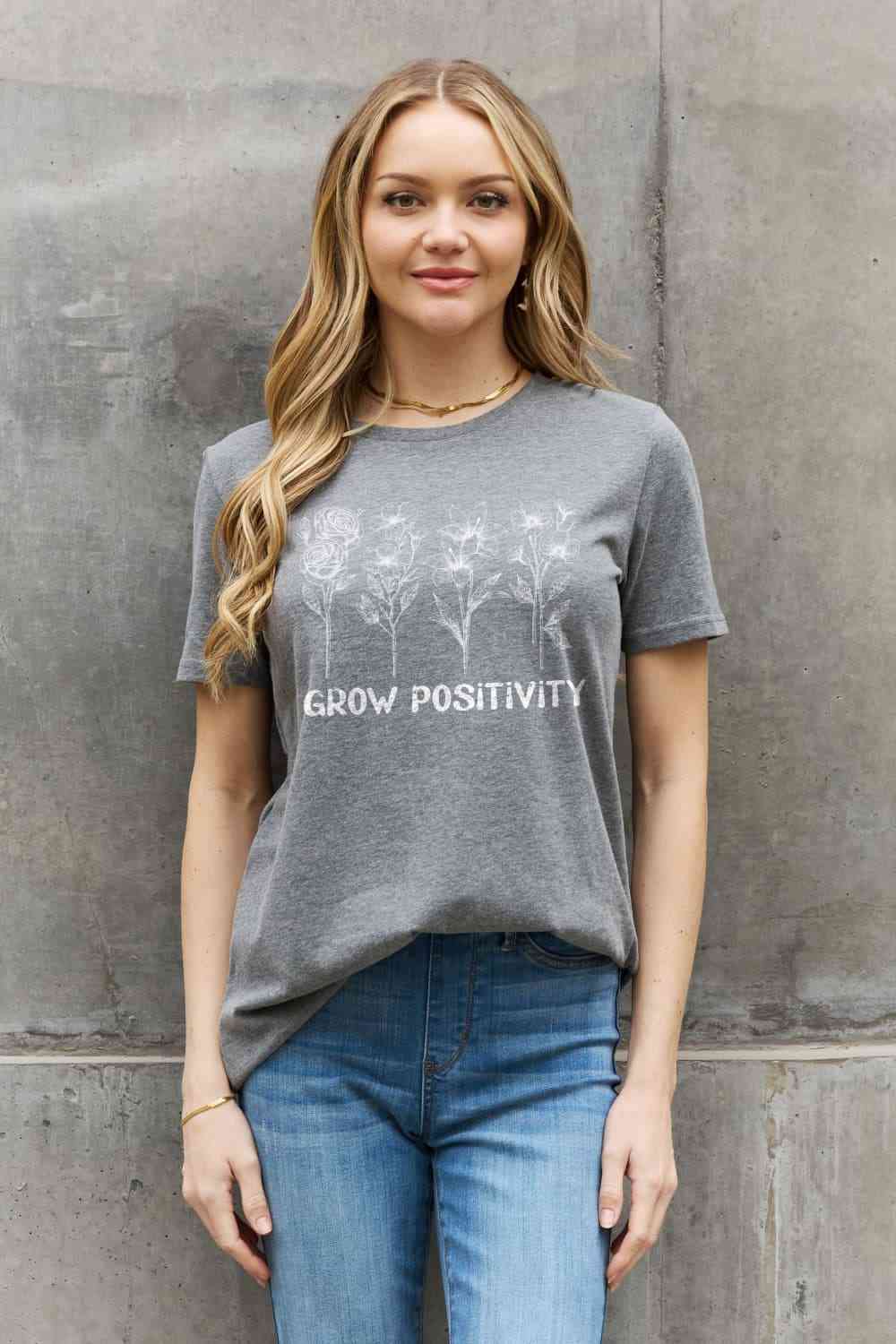 GROW POSITIVITY Graphic Cotton Tee