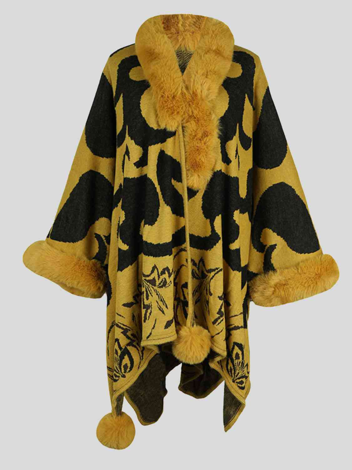 Fabulous Faux Fur Trim Poncho