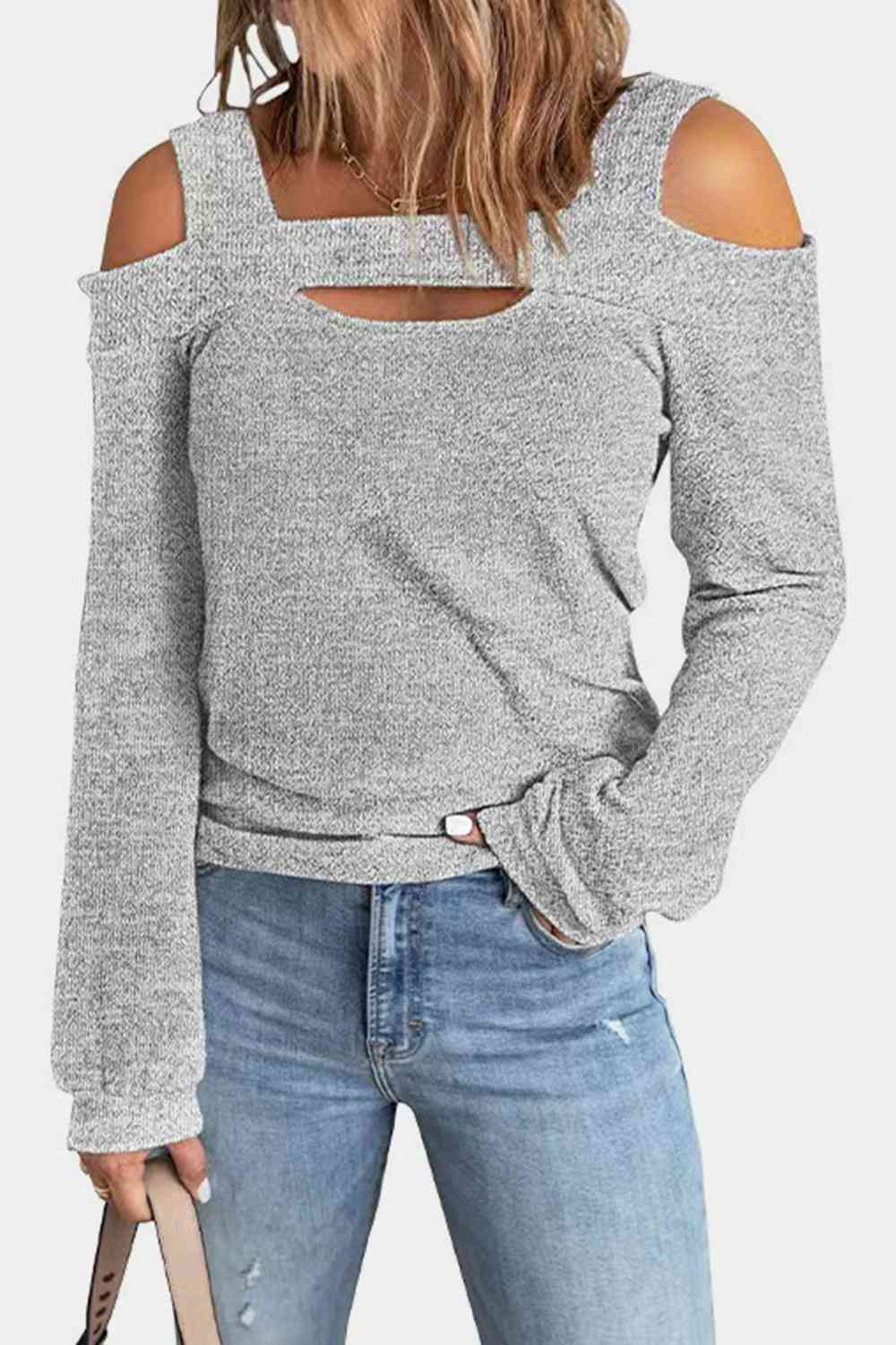 Regular and Curvy Size Cutout Cold Shoulder Blouse