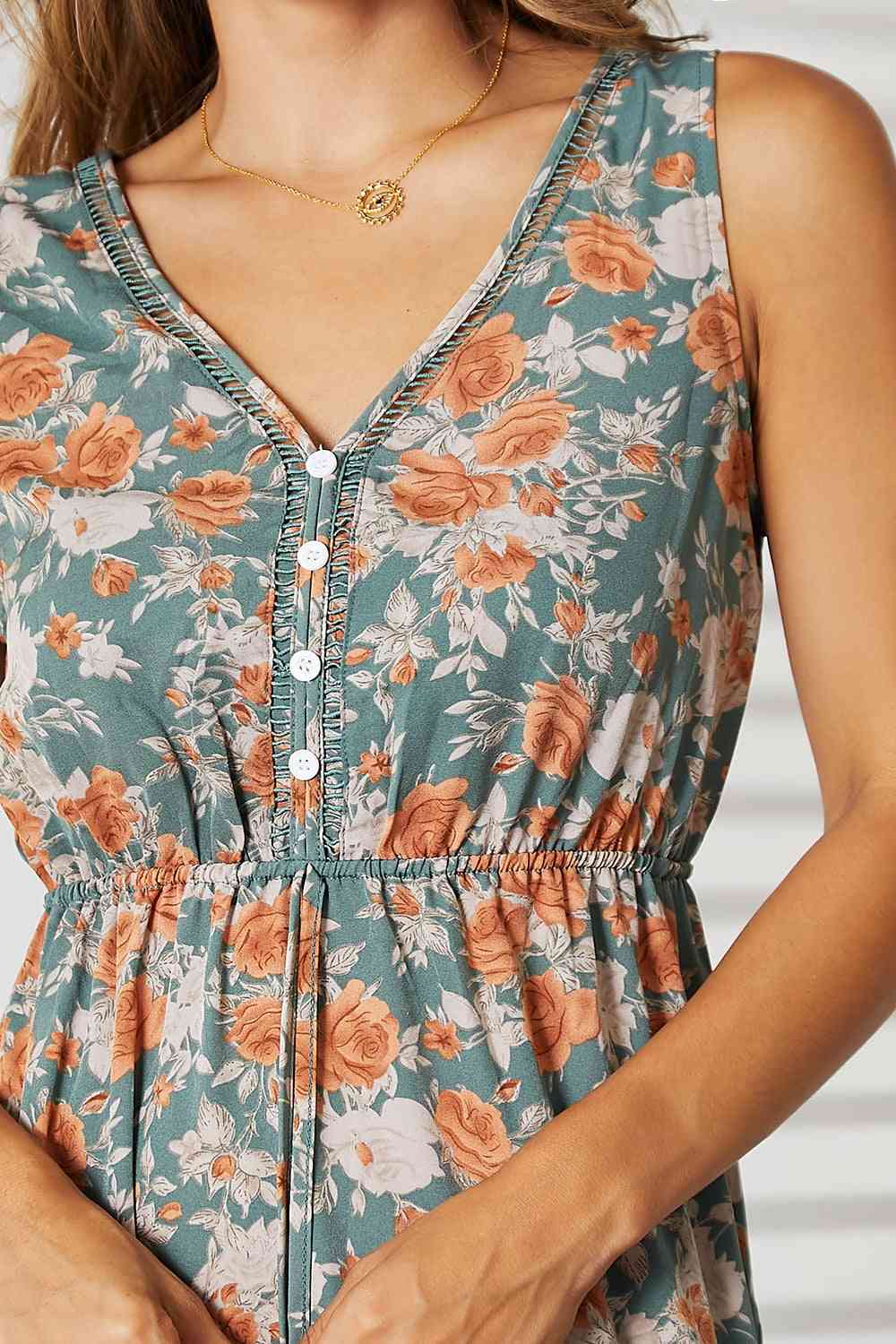 Vibrant Floral Tiered Sleeveless Dress