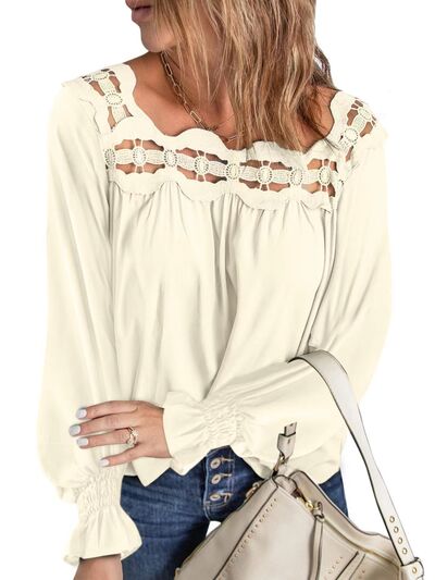 Regular and Curvy Size Cutout Square Neck Blouse