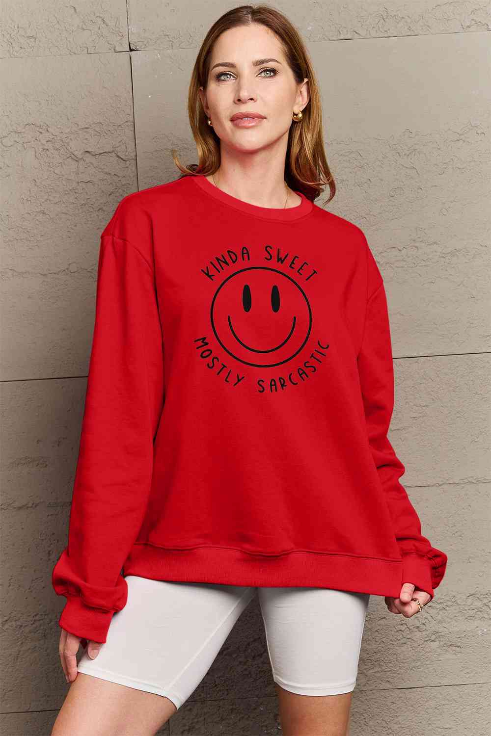 Simply Love Smiling Face Graphic Sweatshirt