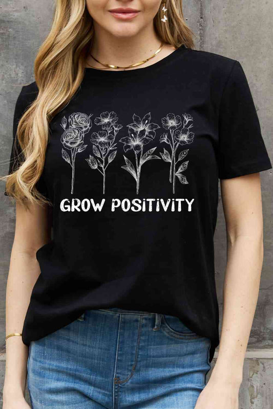 GROW POSITIVITY Graphic Cotton Tee