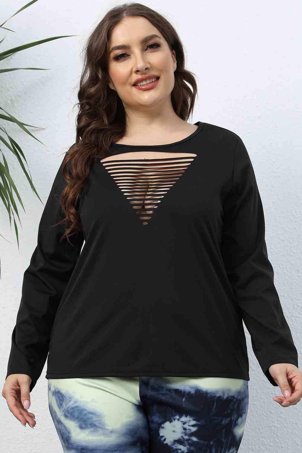 Sexy Cutout Front Long Sleeve T-Shirt