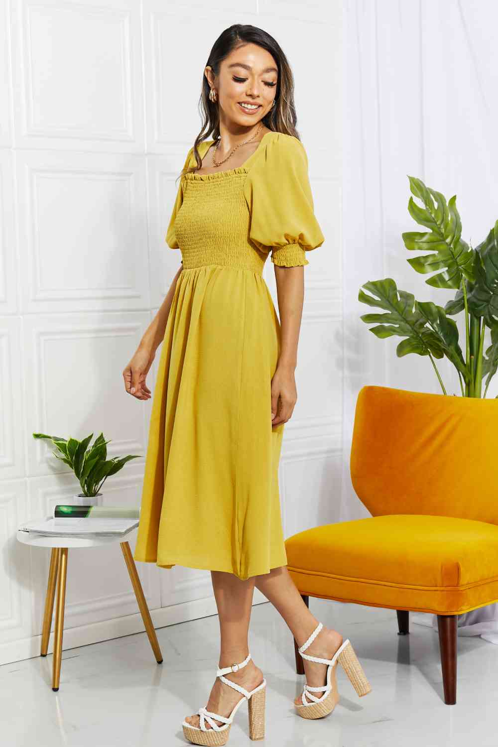 Regular & Plus Size Love You Forever Square Neck Midi Dress