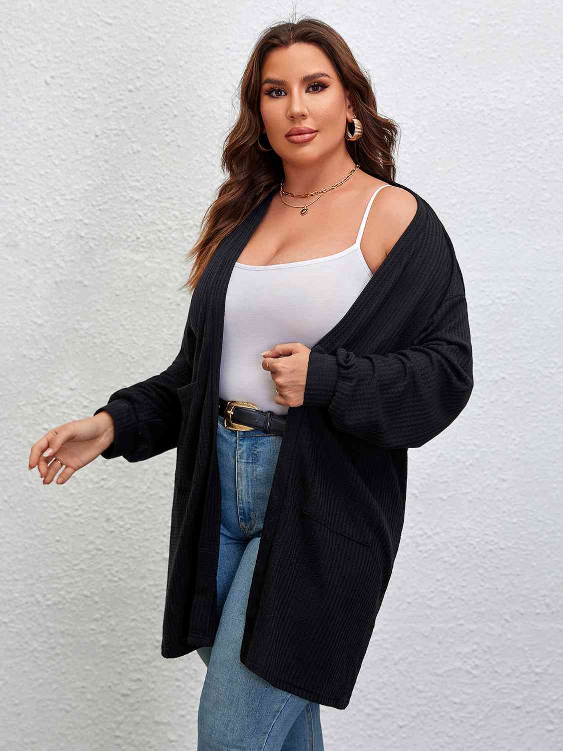 Modern Open Front Long Sleeve Cardigan