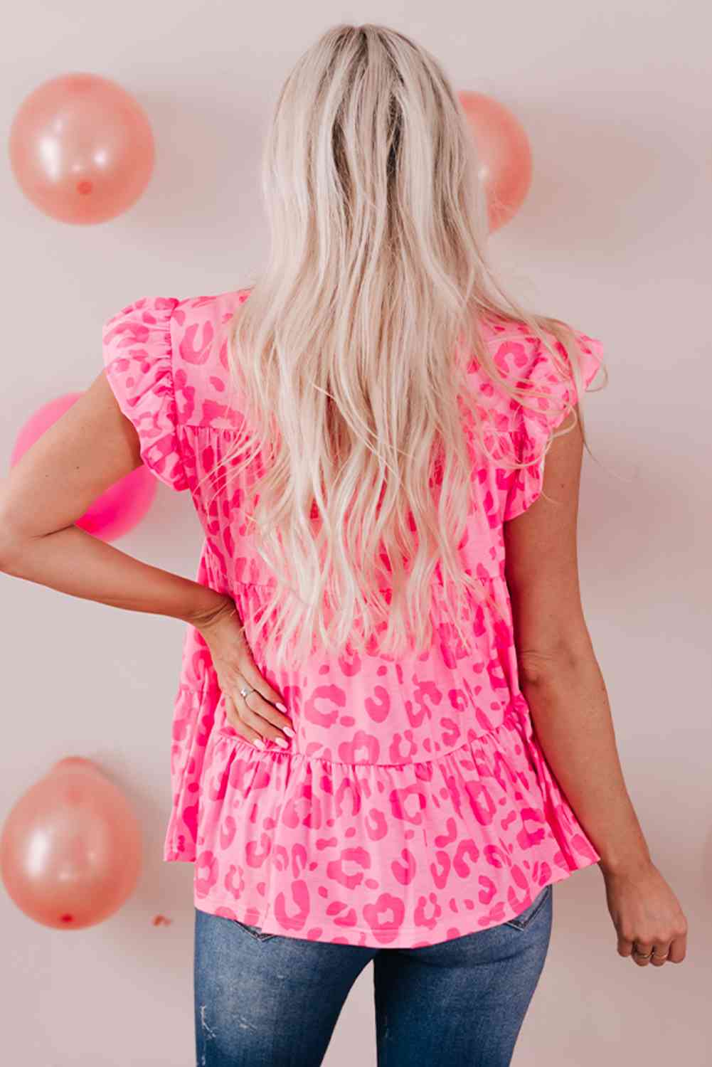 Flirty Pink Leopard Tiered Blouse