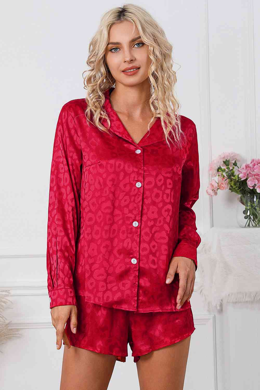 Lovely Long Sleeve Shirt and Shorts Lounge Set