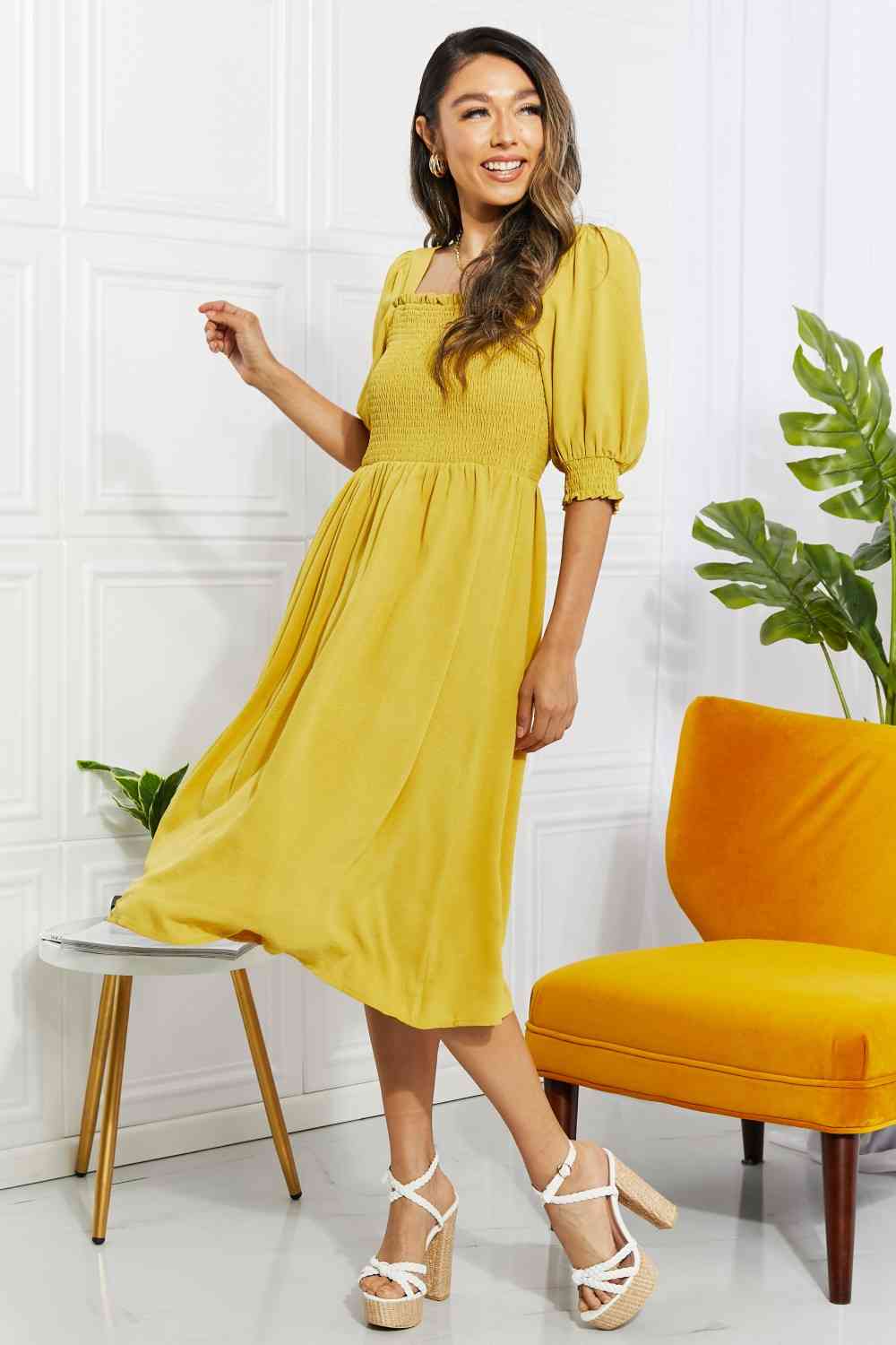 Regular & Plus Size Love You Forever Square Neck Midi Dress