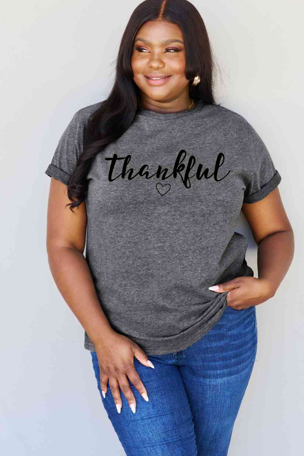 Regular & Curvy Size THANKFUL Graphic T-Shirt