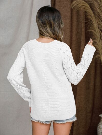 Regular & Plus Size Round Neck Raglan Sleeve Sweater