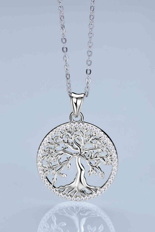 Adored 925 Sterling Silver Moissanite Tree Pendant Necklace