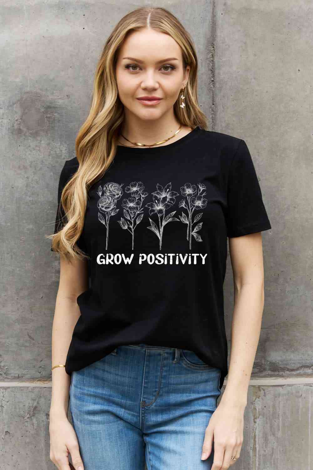 GROW POSITIVITY Graphic Cotton Tee