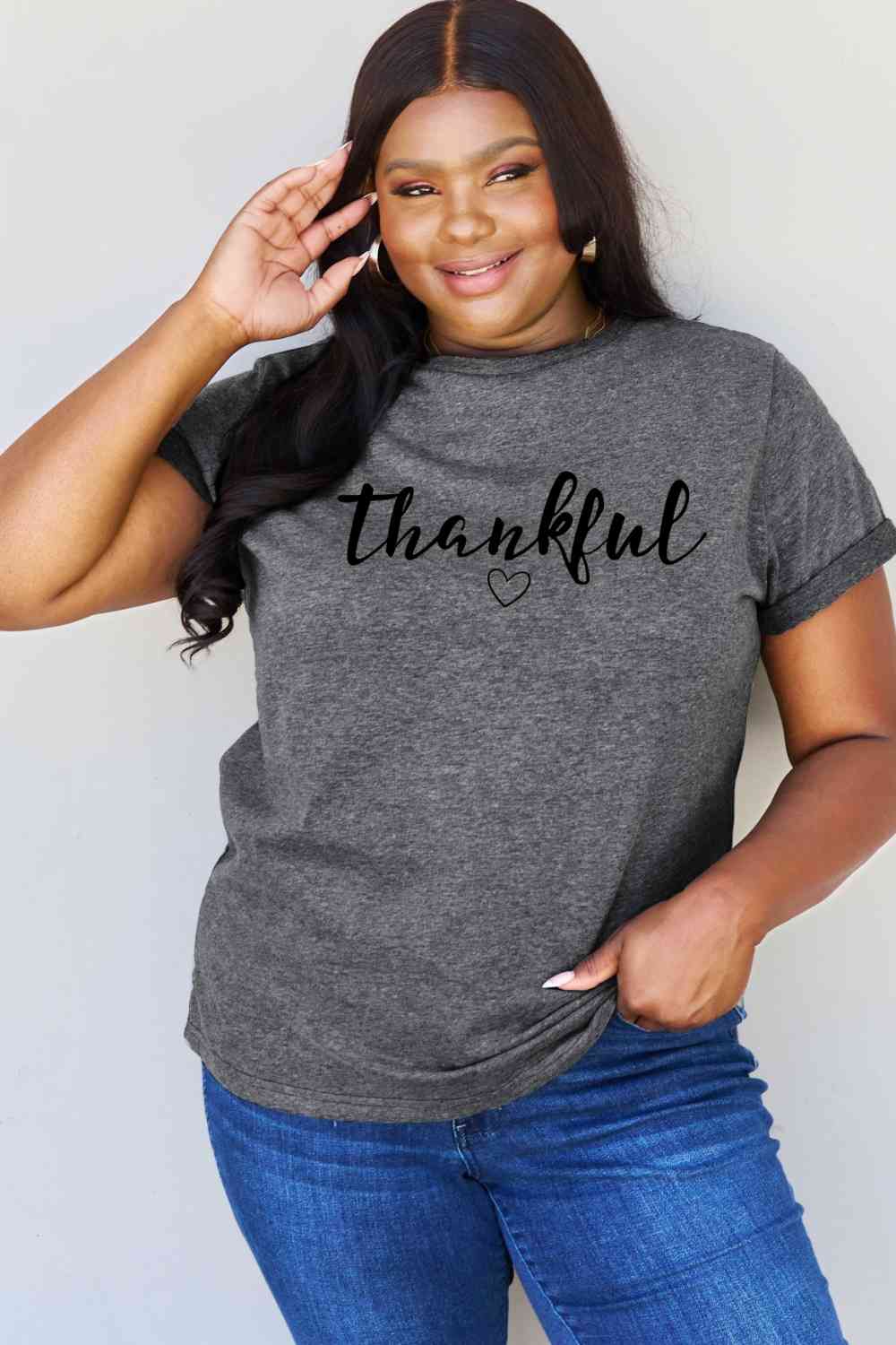 Regular & Curvy Size THANKFUL Graphic T-Shirt