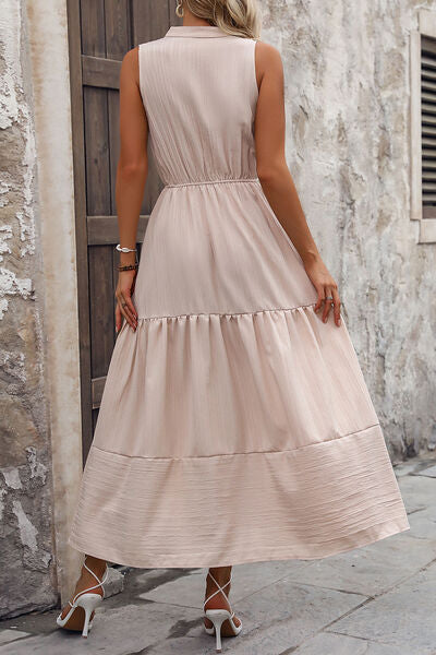 Stylish Notched Tiered Dress