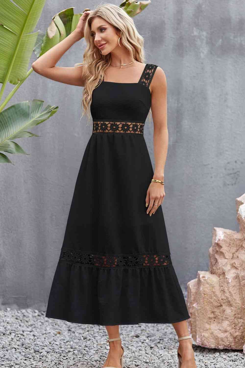 Regular & Plus Size Lace Sleeveless Midi Dress