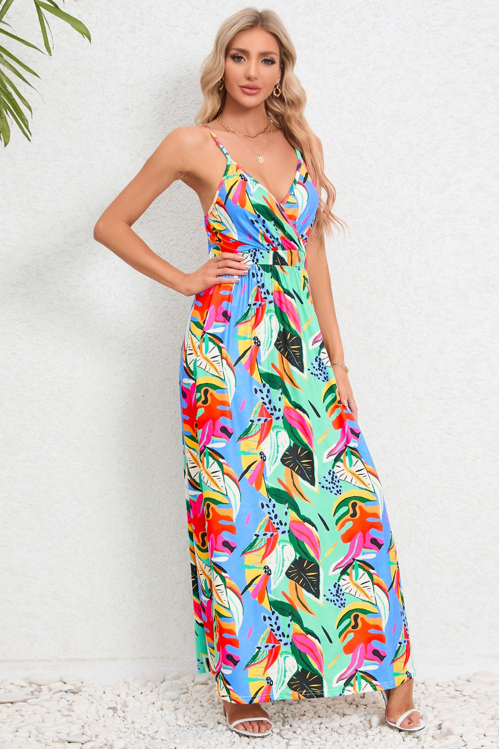 Regular & Plus Size Printed Surplice Maxi Dress