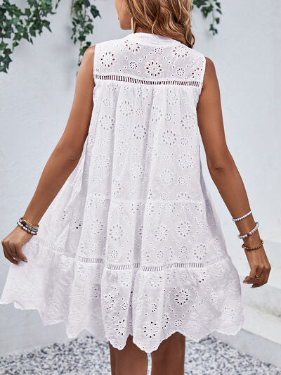 Eyelet Sleeveless Mini Dress