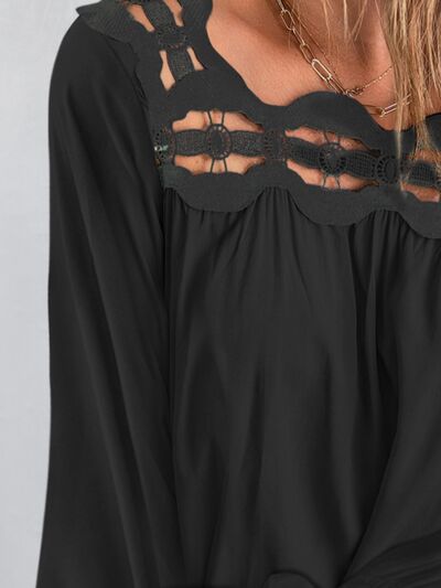 Regular and Curvy Size Cutout Square Neck Blouse