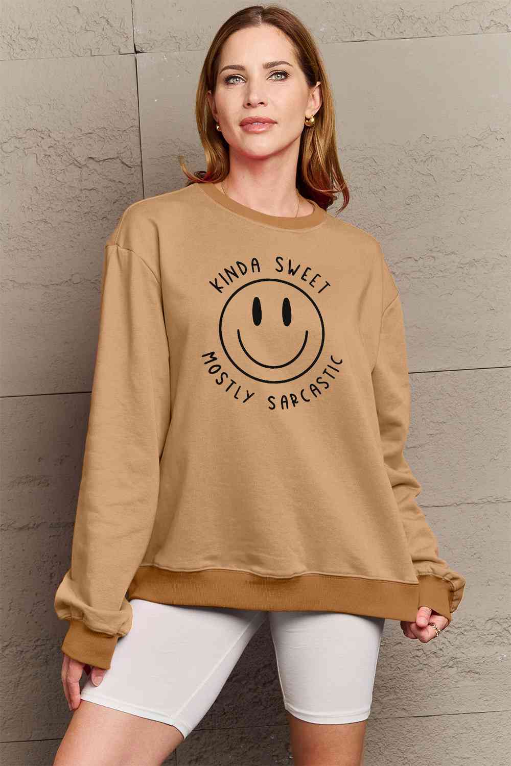 Simply Love Smiling Face Graphic Sweatshirt