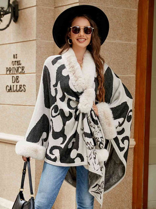 Fabulous Faux Fur Trim Poncho