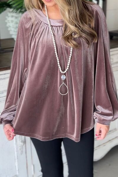 Ruched Raglan Sleeve Blouse