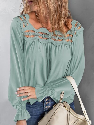 Regular and Curvy Size Cutout Square Neck Blouse