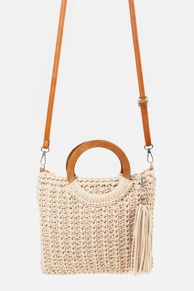 Fabulous Handmade Crochet Knit Tote Bag with Tassel