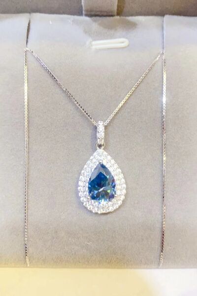 2 Carat Moissanite Teardrop Pendant Necklace