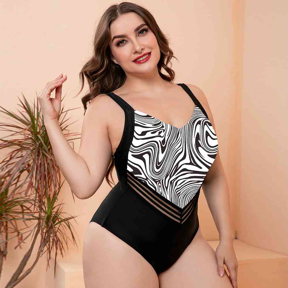 Full Size Zebra Print One-Piece Swimsuit