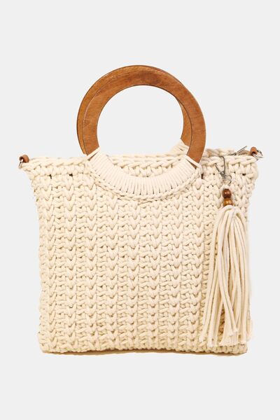 Fabulous Handmade Crochet Knit Tote Bag with Tassel