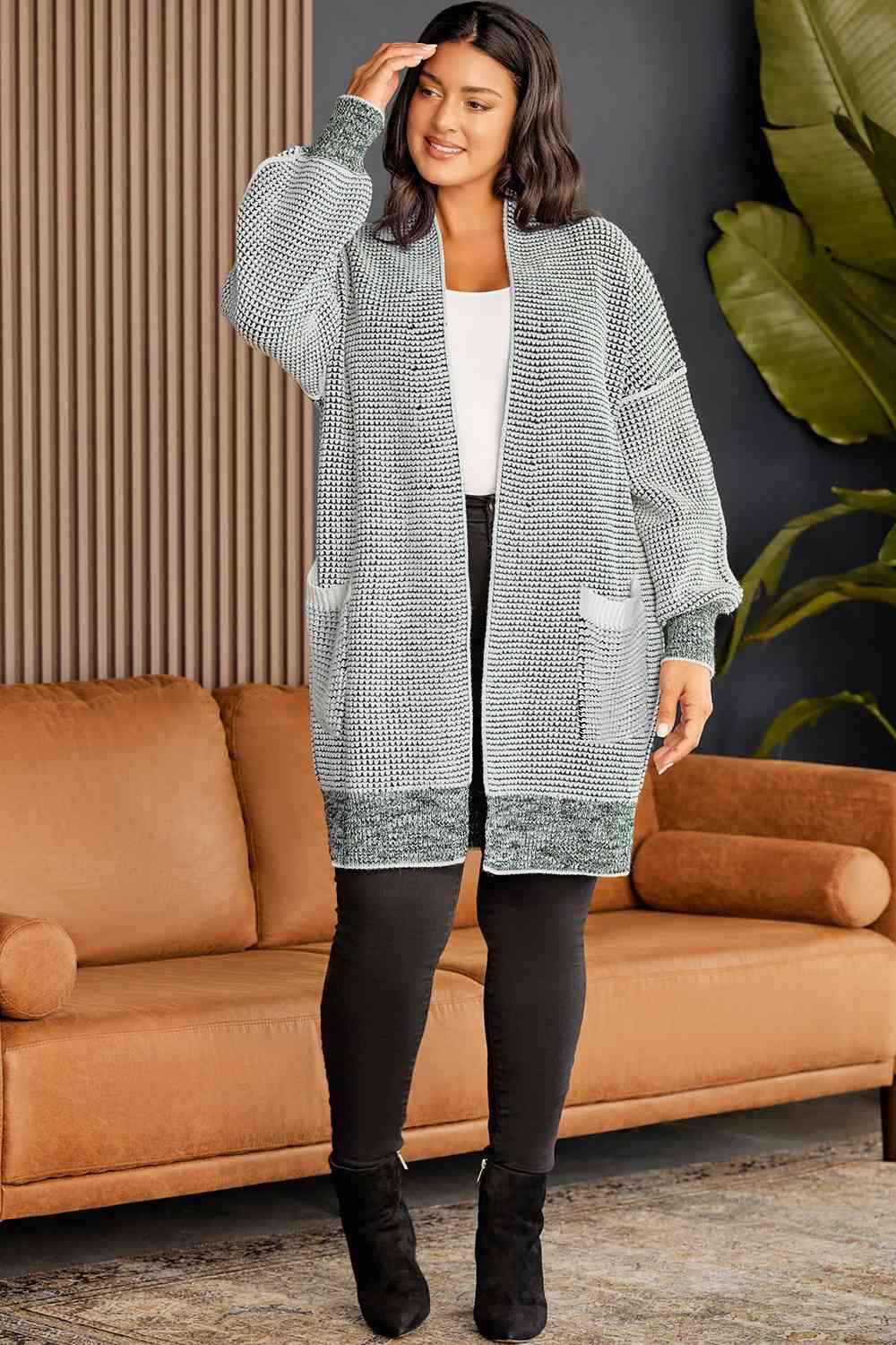 Pocketed Open Front Longline Cardigan