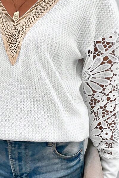 Stylish Waffle-Knit Crochet Blouse