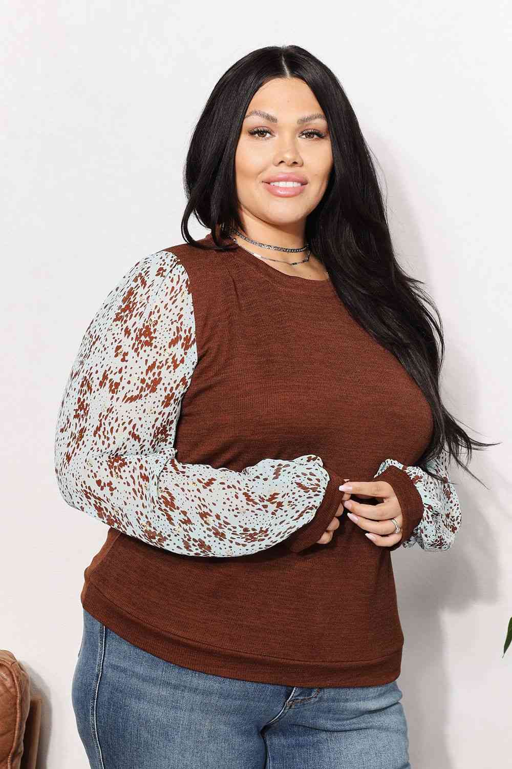 Regular and Curvy Size Stylish Foil Printed Sleeve Top