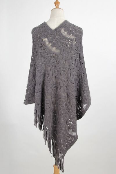 One Size Fringe Cape Sleeve Poncho