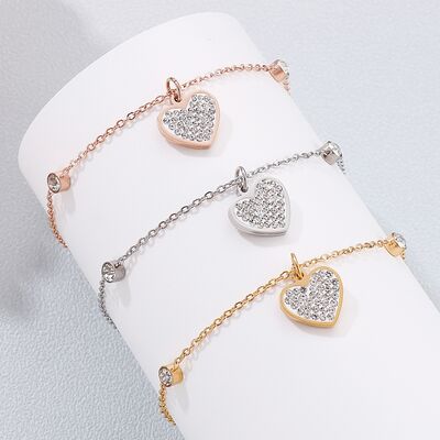 Inlaid Rhinestone Heart Bracelet